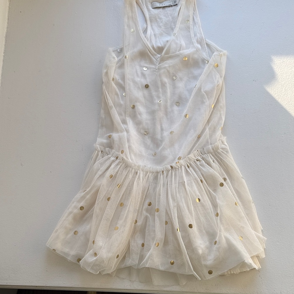 Stella McCartney White Dress with Gold Polka Dots